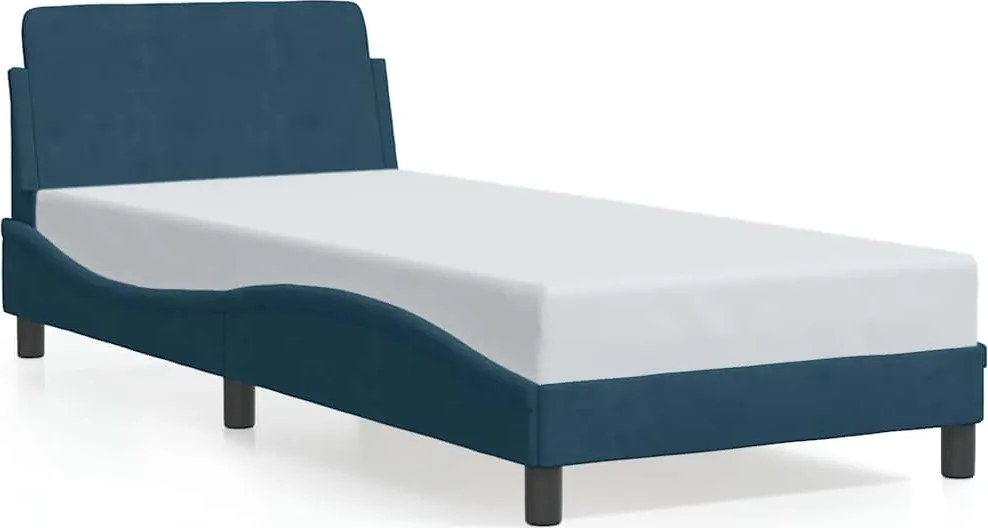 vidaXL Cadru de pat cu tăblie, Dover, albastru, 90x190 cm, catifea