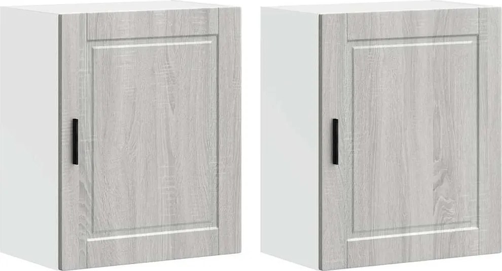 vidaXL Dulapuri de bucatarie 2 buc "Porto" Gri Sonoma lemn prelucrat