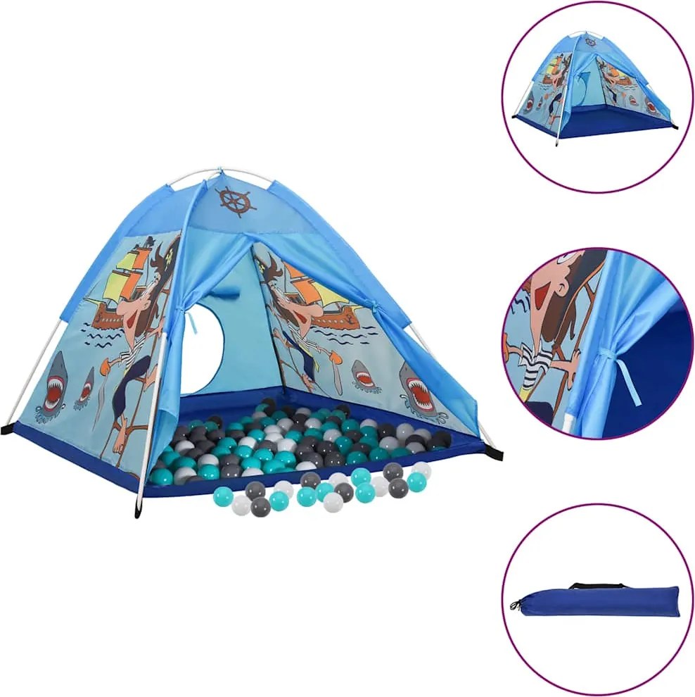 vidaXL Cort de joacă pentru copii cu 250 bile, albastru, 120x120x90 cm