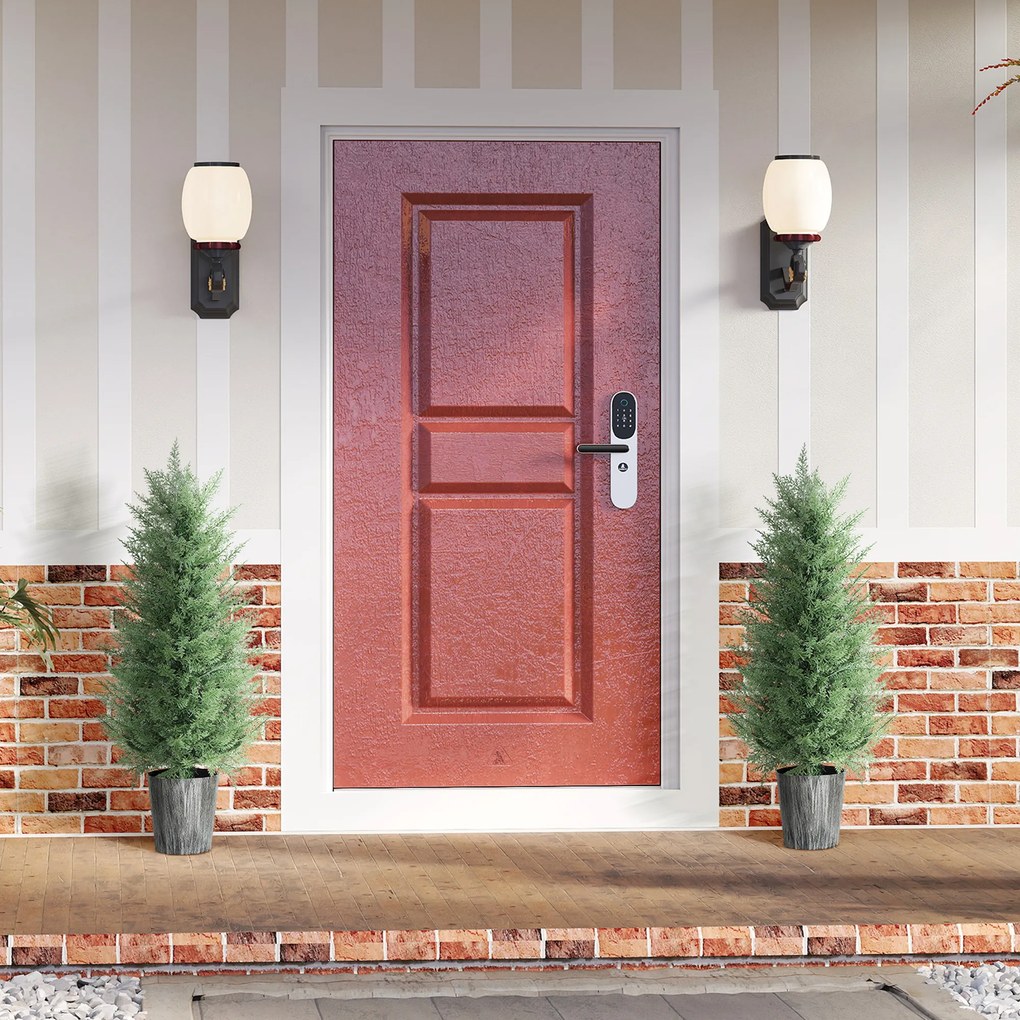 HOMCOM Set de 2 chiparoși artificiali mari 90cm plantă artificială din plastic în ghiveci 15 x 15 x 90 cm Grün | Aosom Romania