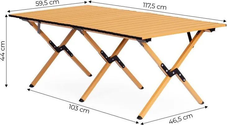 Pliabil drumeții, masa de camping Lățime: 60 cm | Lungime: 120 cm