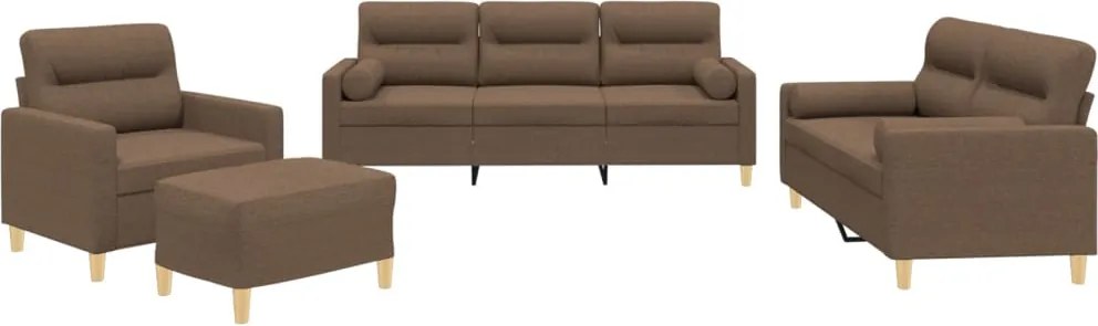 vidaXL Set de canapele cu perne, 4 piese, maro, textil