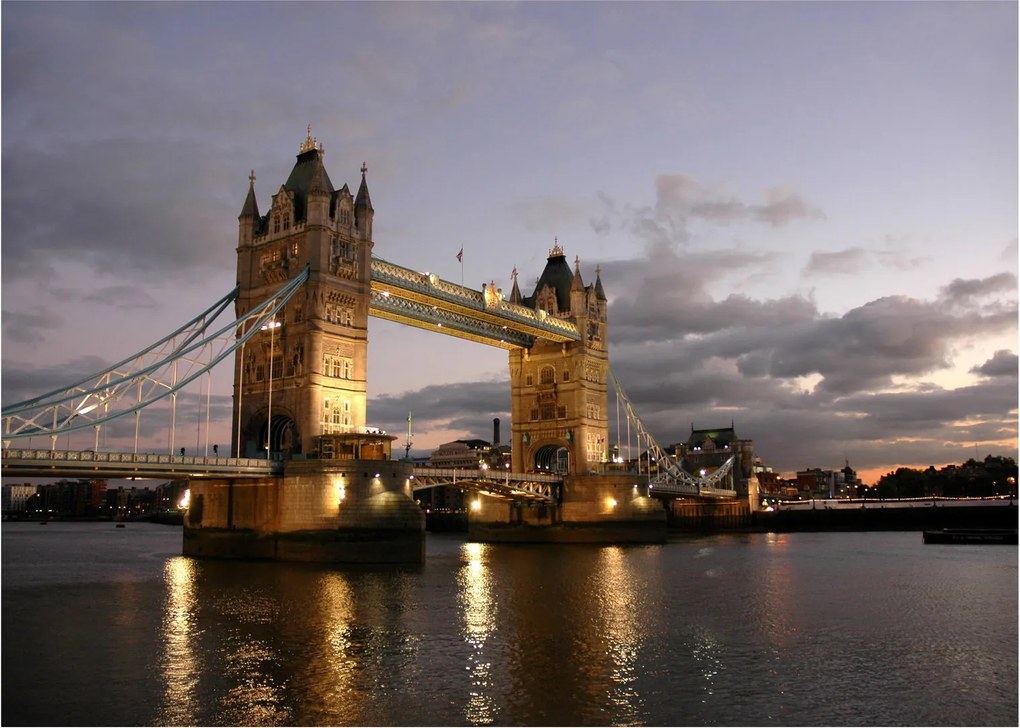 Tablou pe sticlă - Tower Bridge la noapte (70x50 cm)