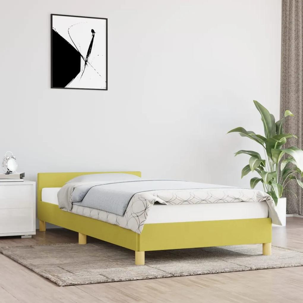 347398 vidaXL Cadru de pat cu tăblie, verde, 100x200 cm, textil