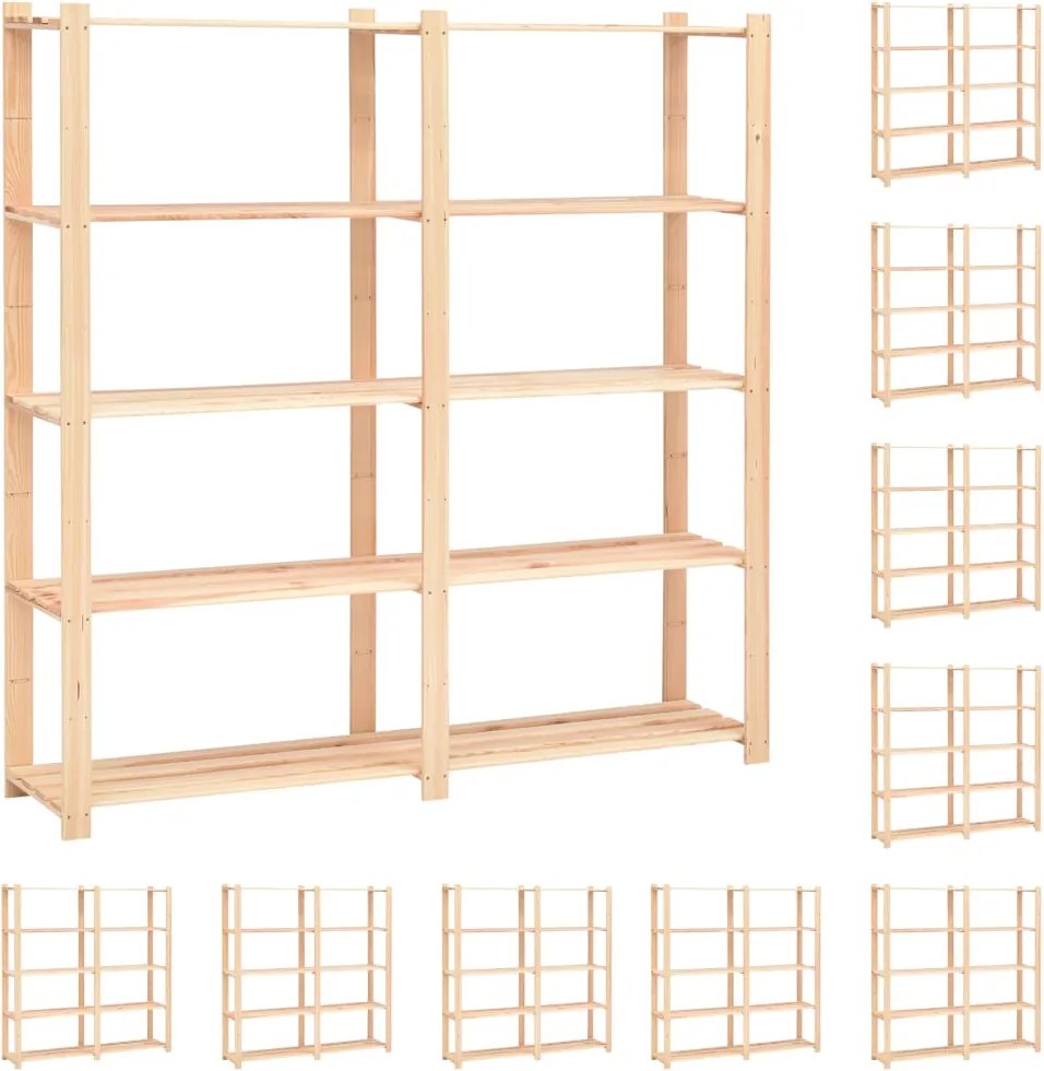 vidaXL Etajere cu 5 niveluri, 10 buc, 170x38x170 cm, pin masiv, 500 kg