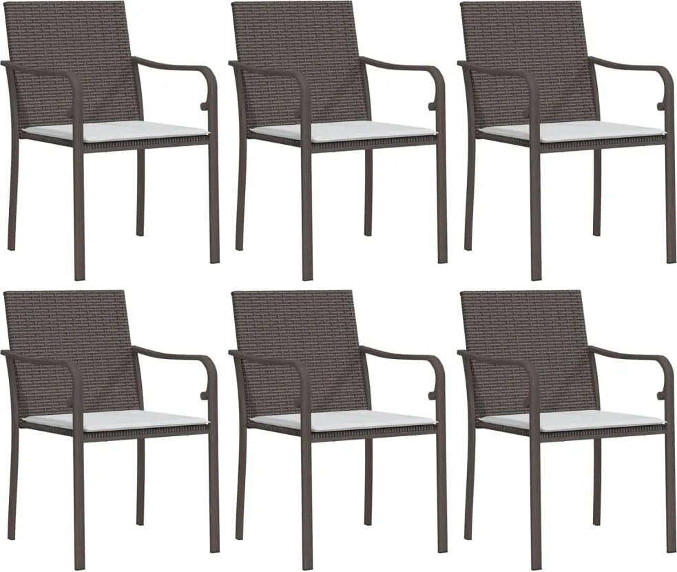 vidaXL Scaune de grădină cu perne, 6 buc., maro, 56x59x84 cm poliratan