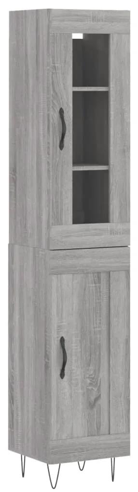 3199527 vidaXL Dulap înalt, gri sonoma, 34,5x34x180 cm, lemn prelucrat