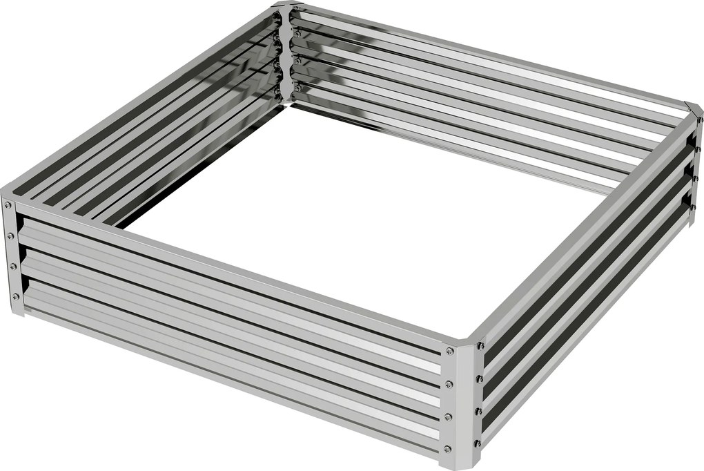 Outsunny Pat de grădină, ladă de plantare cu carcasă din oțel, argintiu, 120 x 120 x 30 cm | Aosom Romania