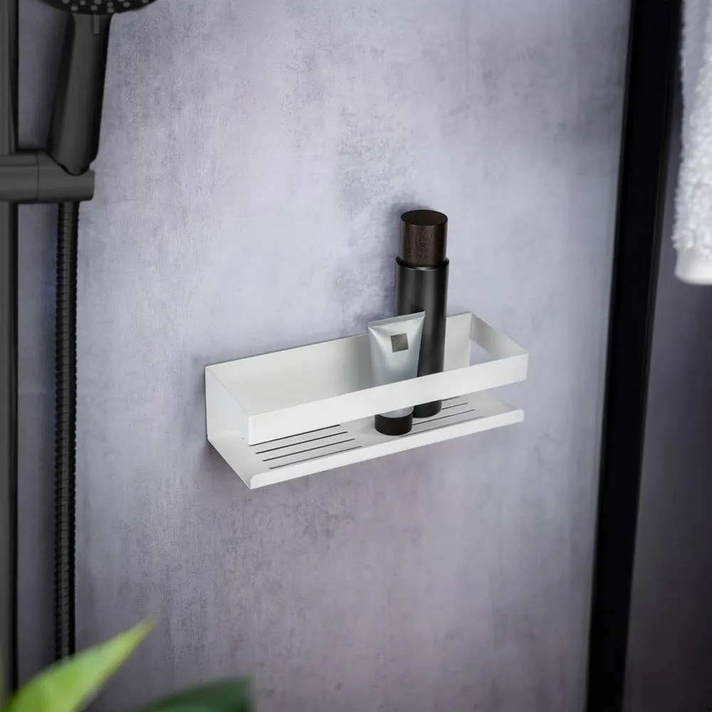 Raft pentru baie alb mat autoadeziv cu Turbo-Loc din oțel inoxidabil Genova – Wenko