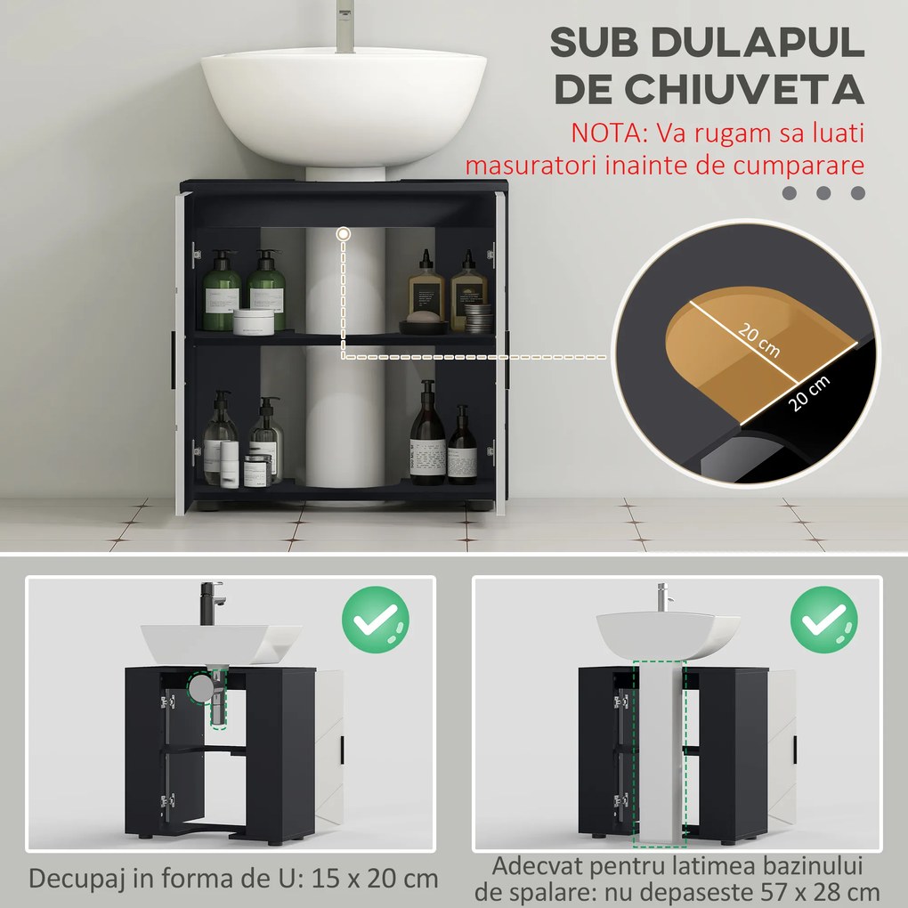 kleankin Dulap pentru Chiuveta cu Picior, Dulap de Baie, Dulap de Depozitare pentru Chiuveta pentru Podea | Aosom Romania