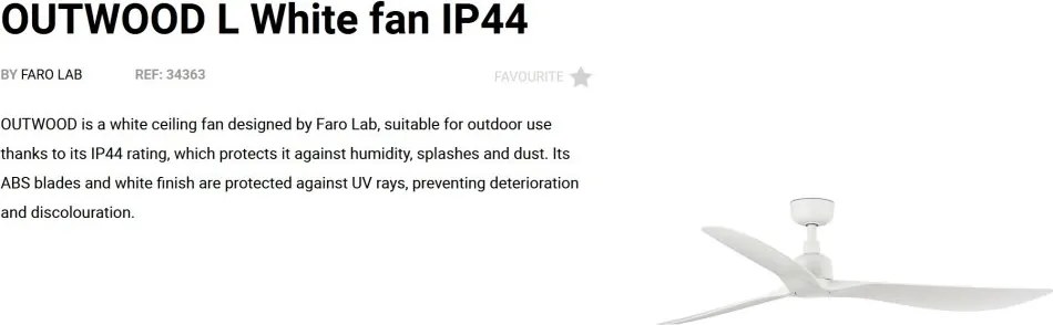 Ventilator tavan de exterior cu telecomanda IP44 OUTWOOD L alb
