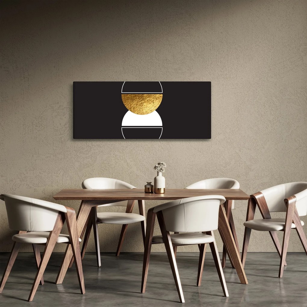 Tablou - Abstracție de aur și negru N⁰2 (120x50 cm)