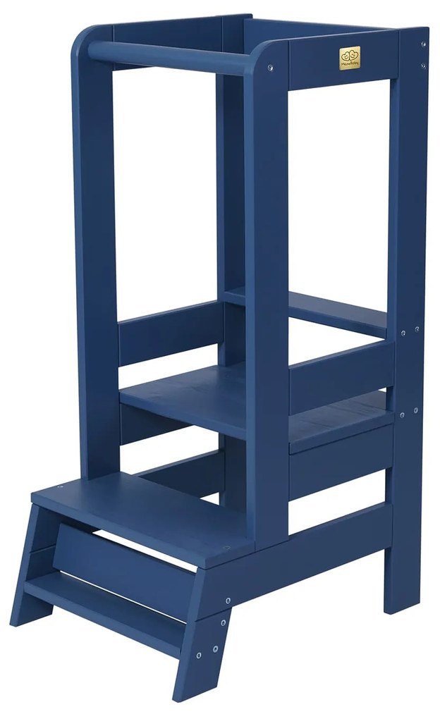 Inaltator Learning Tower Ajustabil, Ajutor de bucatarie MeowBaby  , lemn Blue inchis