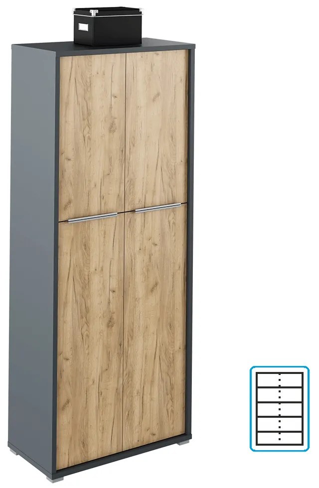 Dulap cu rafturi Hamila NEW TYP 07 (grafit + Stejar artisan). 1028761
