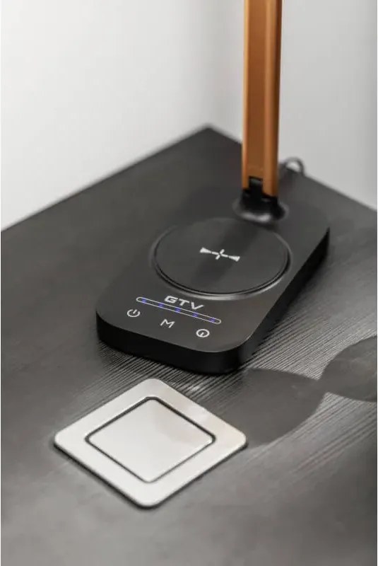Priză încorporabilă în blat Tower, GTV 1 priză Schuko, USB A + C, negru, D:80 mm Negru, Aluminiu/Plastic, D:80 mm