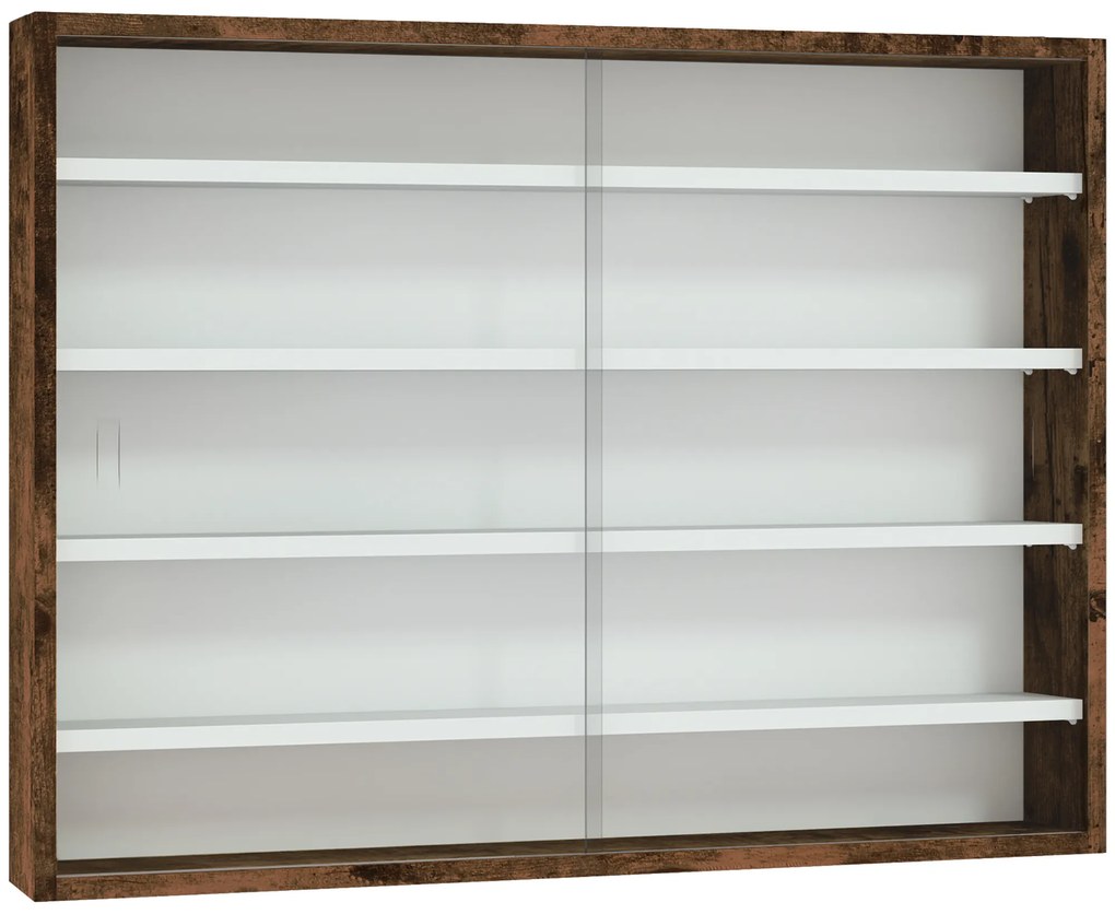 HOMCOM Dulap Vitrină de Perete cu 2 Uși din Sticlă și 4 Rafturi Reglabile | Aosom Romania