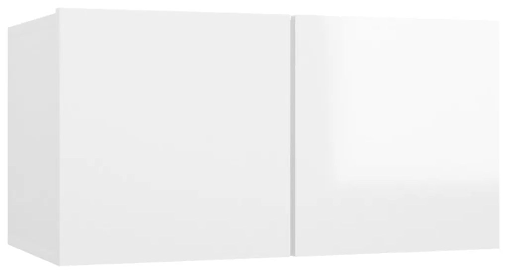804526 vidaXL Dulap TV montaj pe perete, alb extralucios, 60x30x30 cm