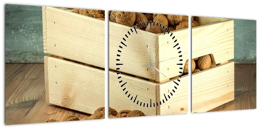 Tablou - Natură moartă de toamnă cu nuci (cu ceas) (90x30 cm)