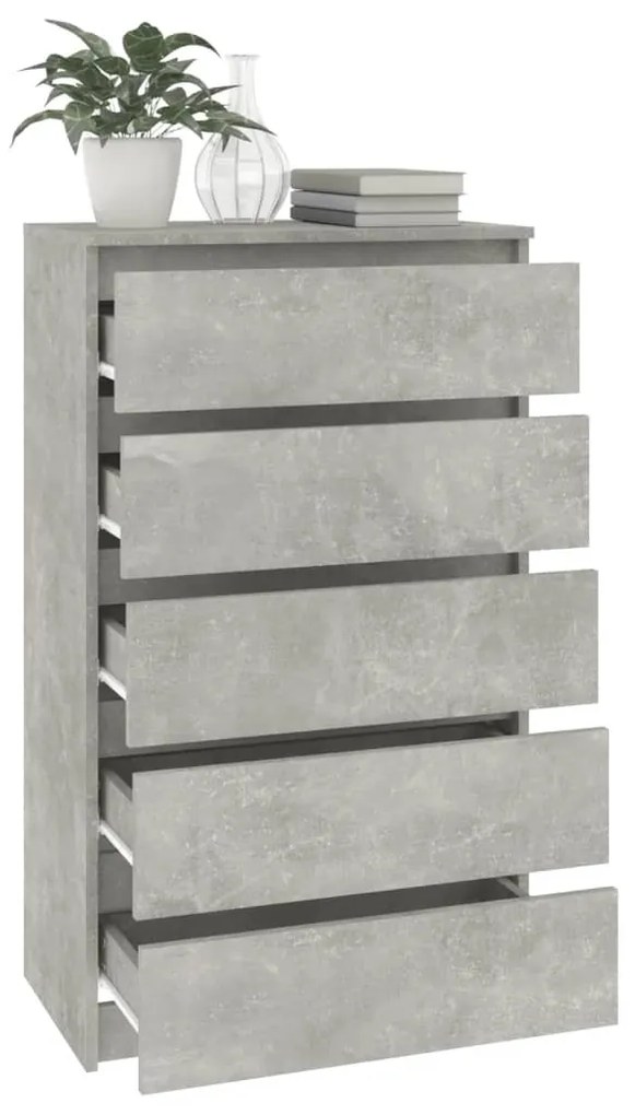 Dulap cu sertare, gri beton, 60x36x103 cm, lemn prelucrat