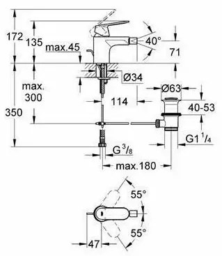 Baterie bideu Grohe Eurosmart Cosmopolitan crom lucios