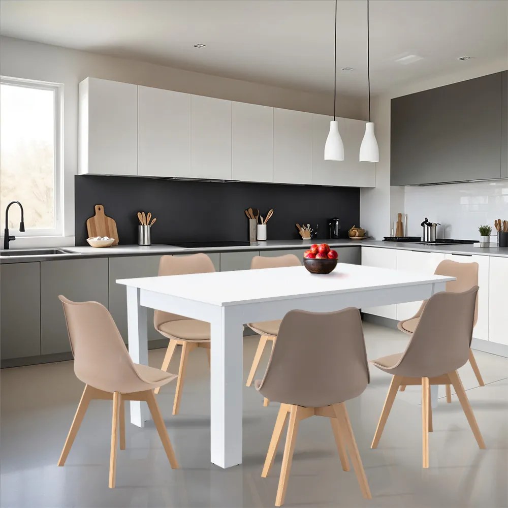 Set de masă Lola 6+1 bej-alb