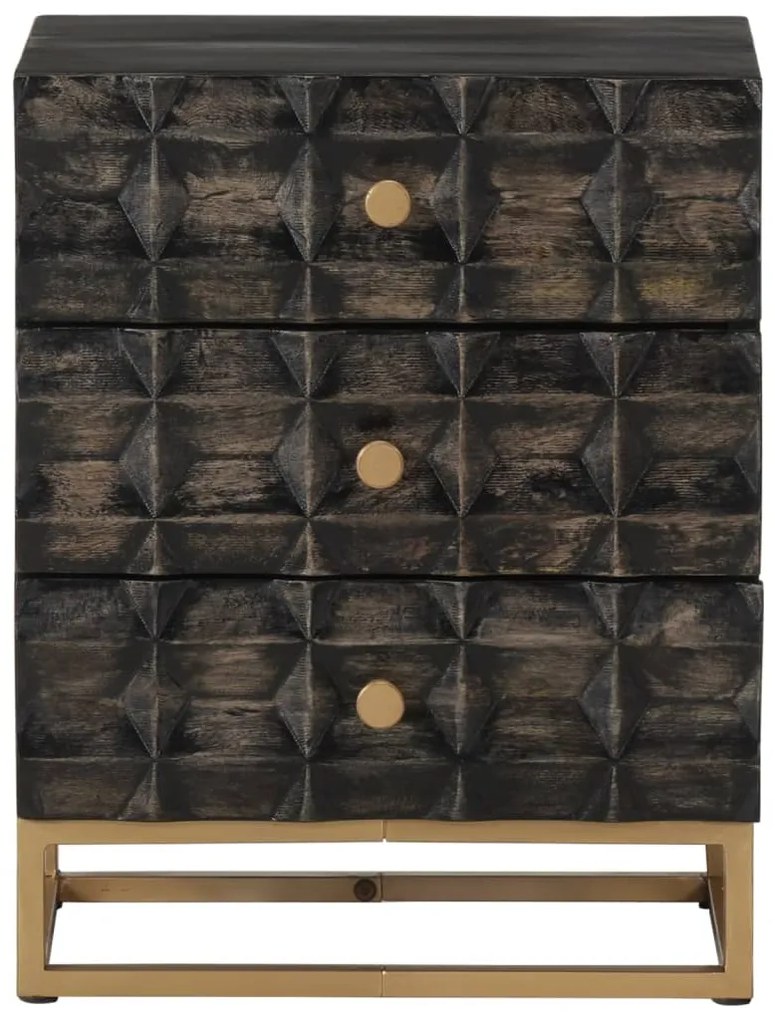 351680 vidaXL Noptieră, negru, 40x29x50 cm, lemn masiv de mango