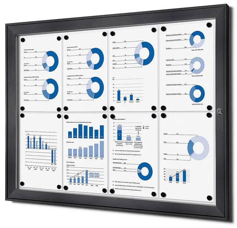 Vitrina interioara cu incuietoare pentru informatii 8 x A4, antracit