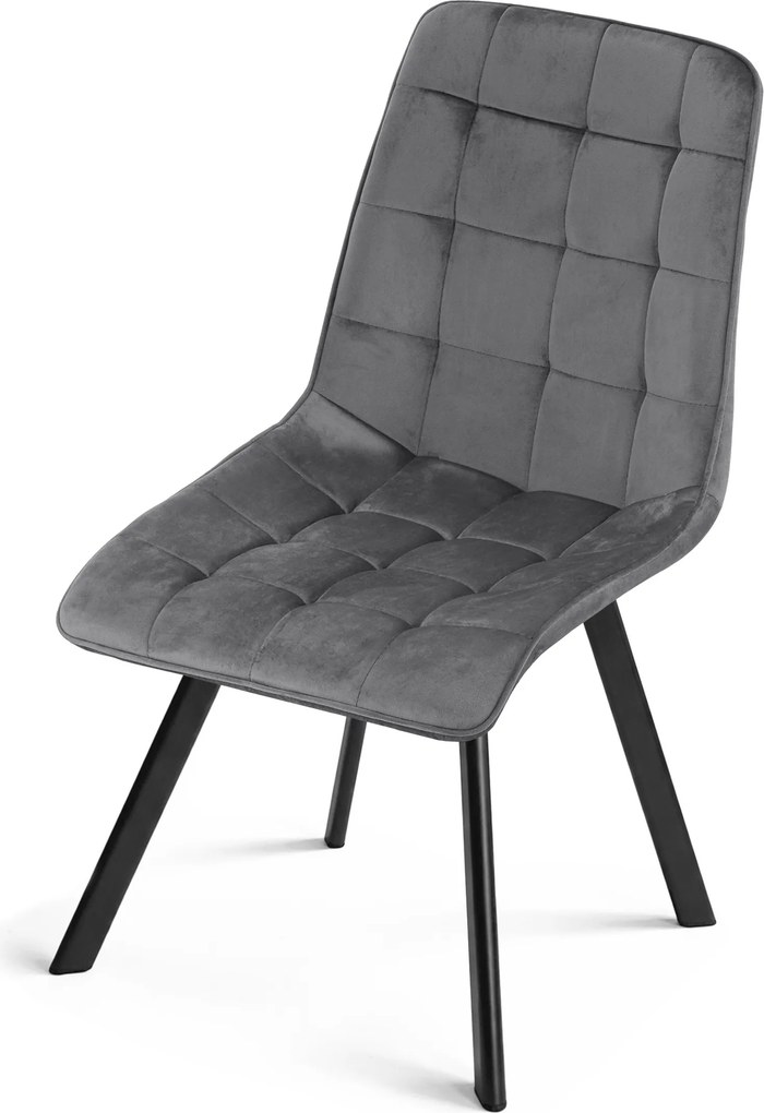 OFERTA Scaun de masa CIEZA VELVET cu picioare negre, gri inchis II. calitate