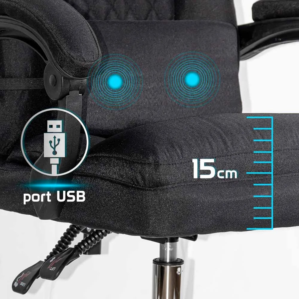 Scaun de birou cu pernă lombară cu masaj din stofă OFF 936 negru