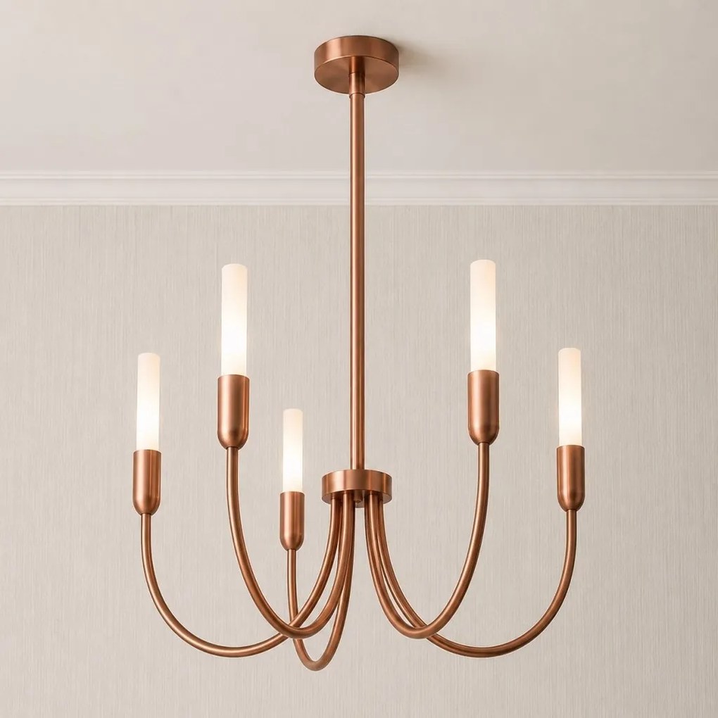 Candelabru cu 5 brate AUGUSTINE cupru/alb
