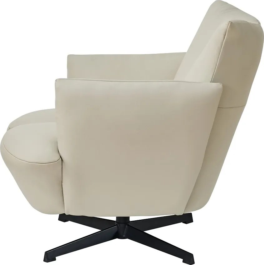 Fotoliu Accent Pivotant 360° – Design Modern, Bază Metalică Neagră, Tapițerie PU Premium, Bej