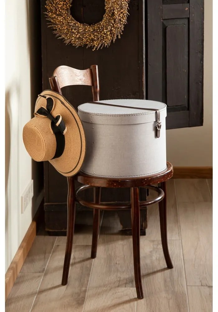 Cutii de depozitare gri-deschis 2 buc. din carton cu capac ø 37,5x25,5 cm Rut Canvas Paper Laminate – Bigso