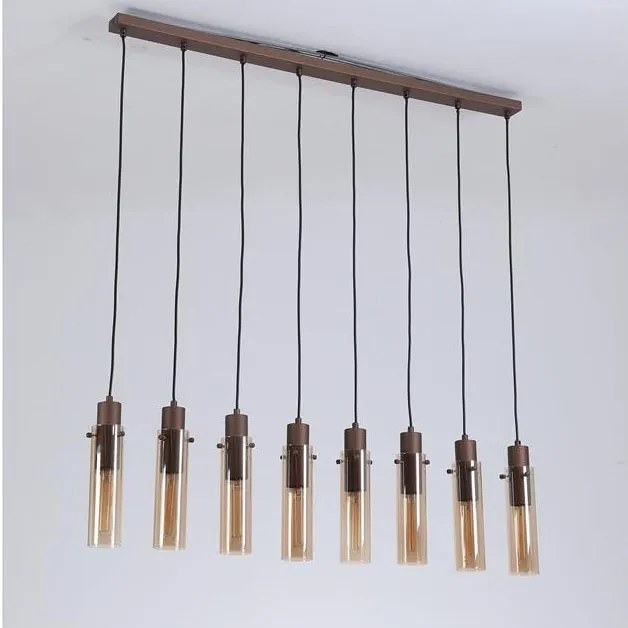 Lustra moderna cu 8 pendule Sweden II moca, chihlimbar