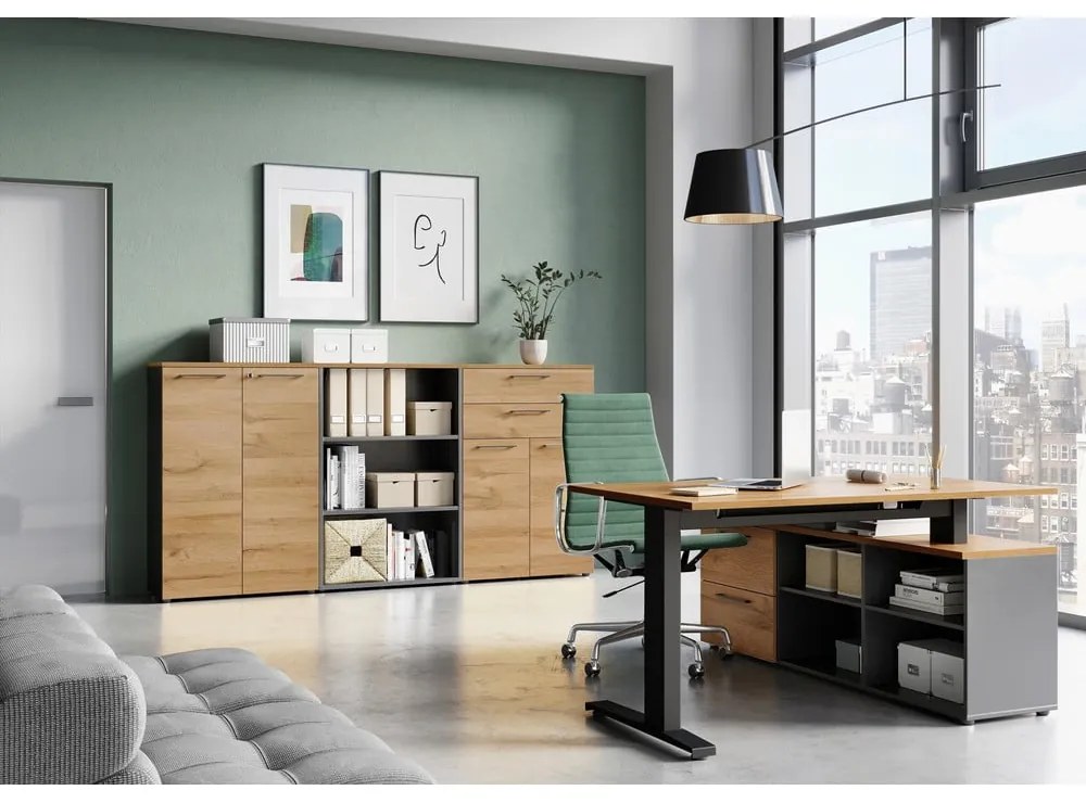 Șifonier gri antracit cu aspect de lemn de stejar 80x197 cm Agenda – Germania