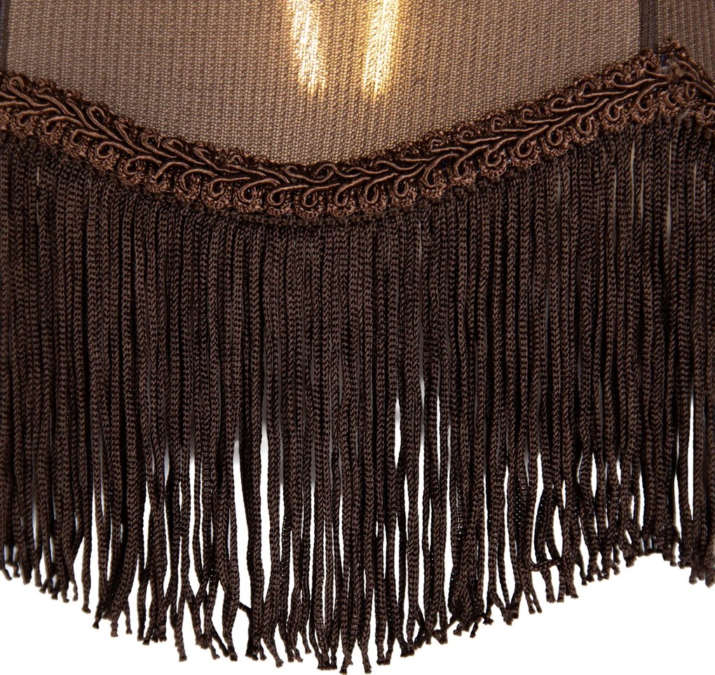 Lampă suspendată neagră cu abajur maro și interior alb 31,5 cm 3 lumini - Cava