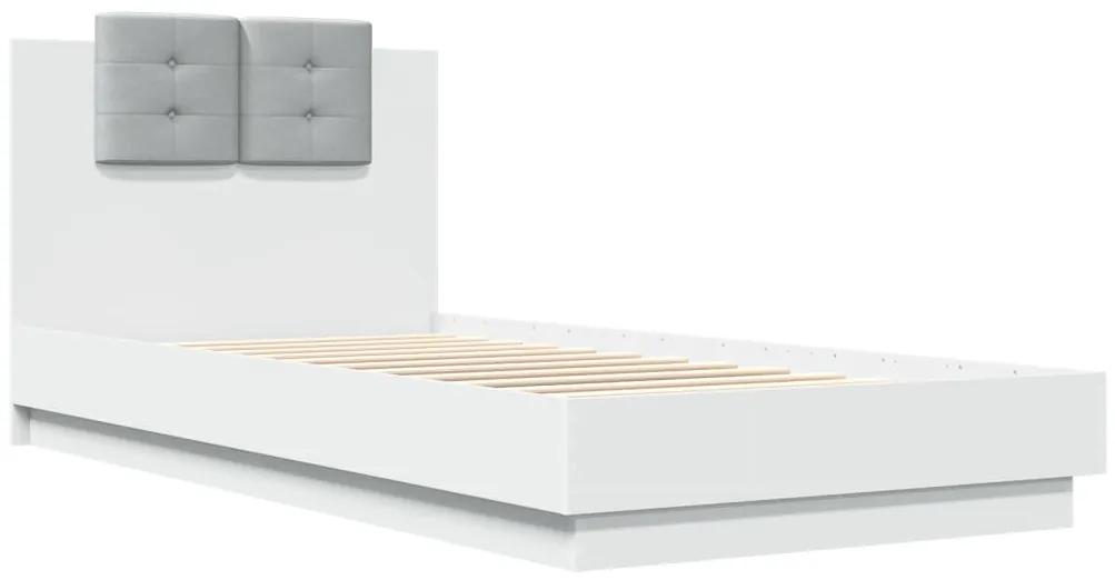 3209940 vidaXL Cadru de pat cu tăblie, alb, 90x200 cm, lemn prelucrat