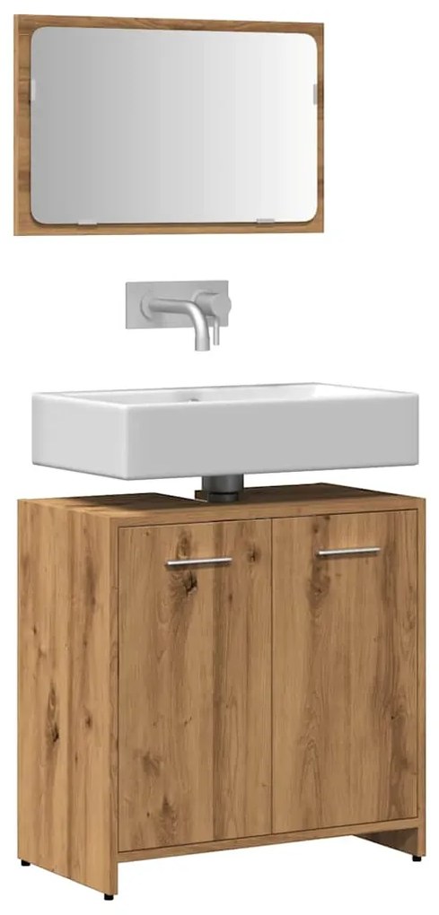 vidaXL Dulap de baie cu oglindă Artisan Stejar lemn prelucrat