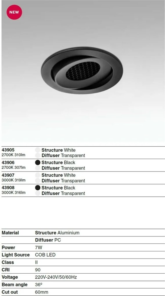 Spot LED incastrat directionabil IP44 KIVI alb 5W 3000K