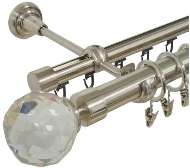 Galerie dubla kula crystal 25/19 teava neteda si profil inox (Alege marime: 300 cm)