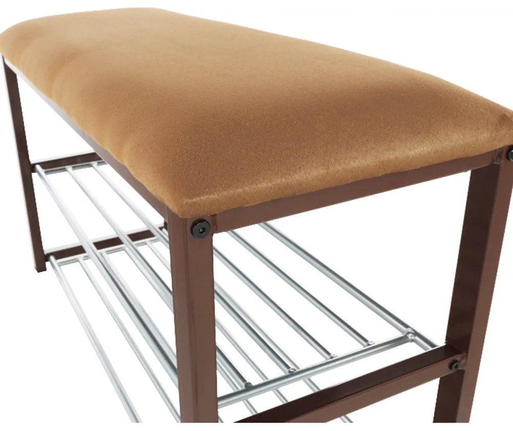 Banca cu rafturi pantofi, ciocolatiu maro inchis