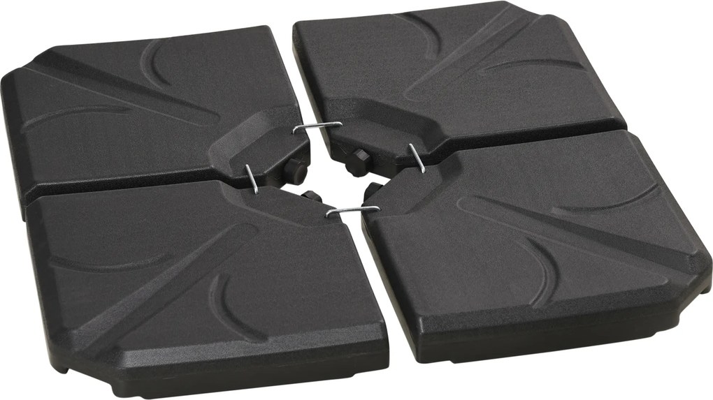 Outsunny Set 4 Baze Umbrelă Grădină din Plastic HDPE, Rezistente la Apă/Nisip, 103x103x8.3 cm, Negru | Aosom Romania