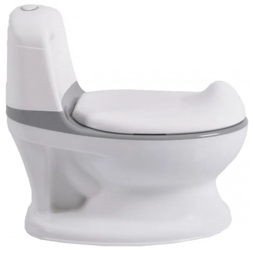 Olita premium pentru copii NOVOKIDS™ Atlantic seat, Cu sunete, Vas detasabil, Plastic non toxic, Suport hartie igienica, Gri cu Alb