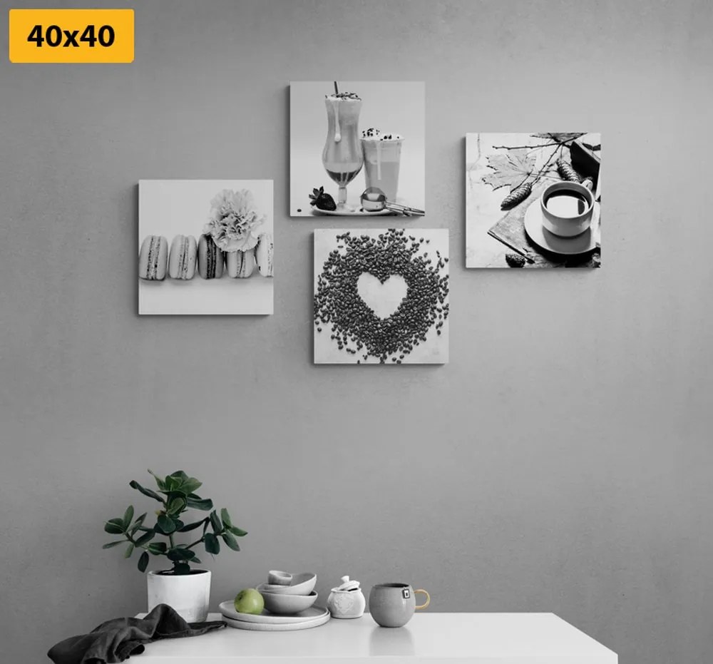 Set tablouri băuturi cu plăcere dulce în design alb-negru