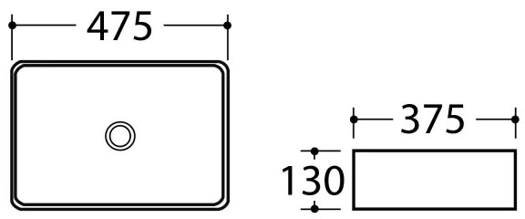 Sapho - Lavoar pe blat DALMA 47,5 x 37,5 cm, ceramică/Carrara