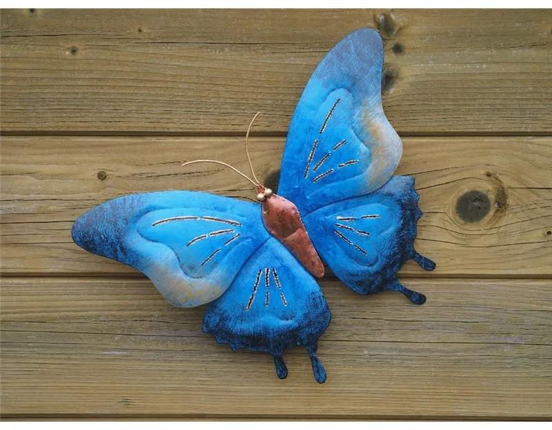 Figurina metal Butterfly blue small, 24x4x32 cm