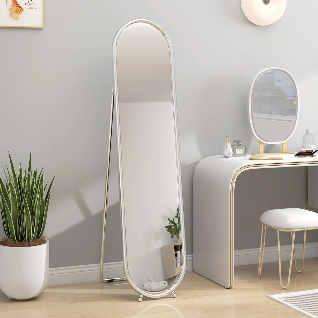 HOMCOM Oglindă Ovală Aurie Înaltă | Aosom Romania