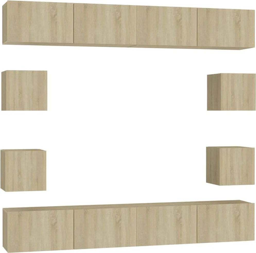 vidaXL Set de dulapuri TV, 8 piese, stejar sonoma, lemn prelucrat