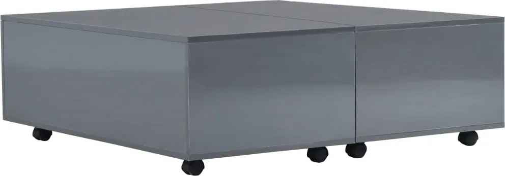 vidaXL Măsuță de cafea, gri extralucios, 100 x 100 x 35 cm