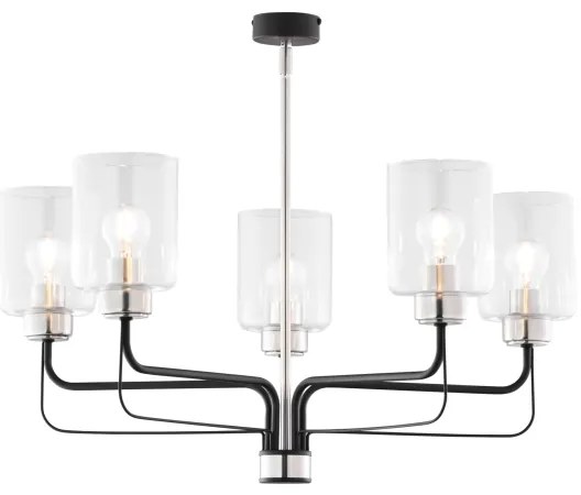 Jupiter 1884 - Lustră pe tijă CERES 5xE27/15W/230V, crom mat/negru