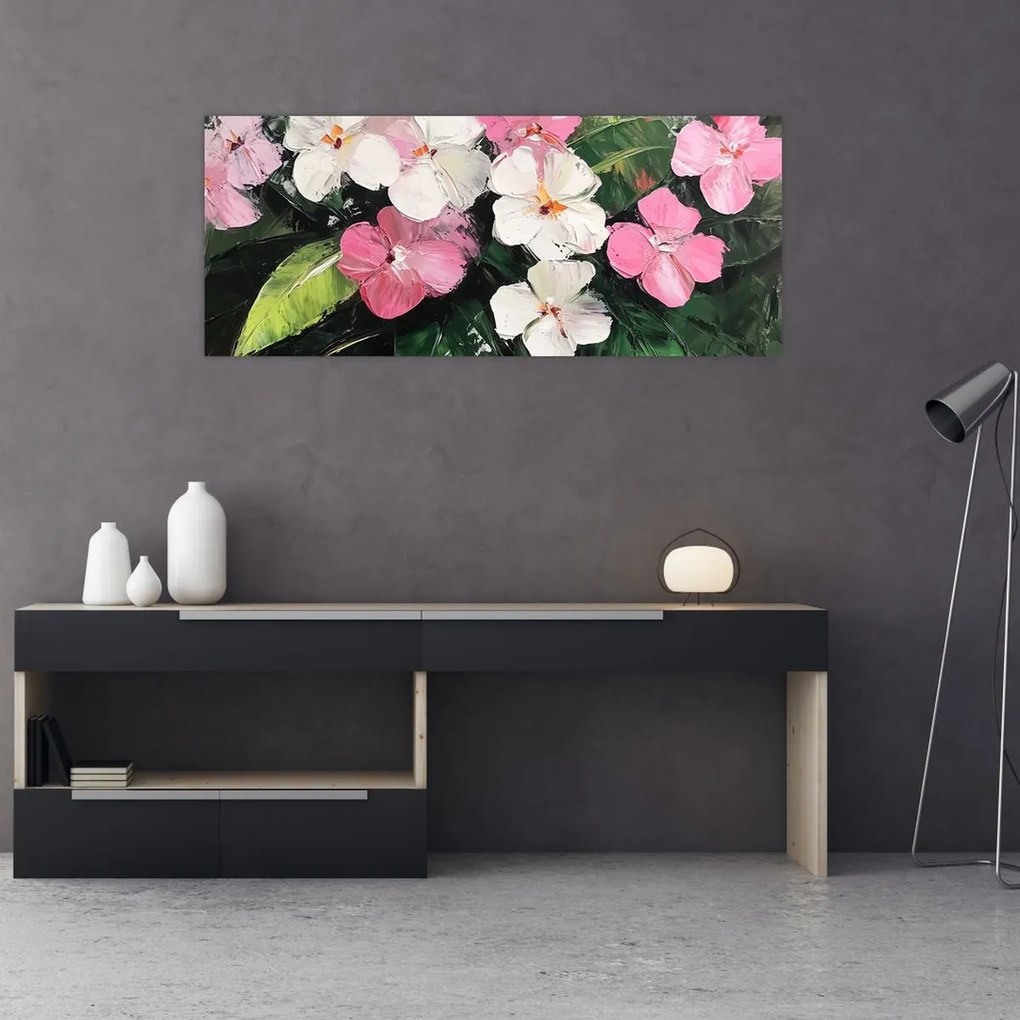 Tablou - Flori roz și albe (120x50 cm)